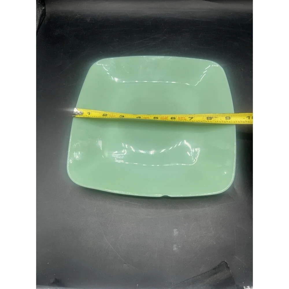 Vintage Fire King Jadeite Charm Dinner Plate 9.75” Green Milk Glass Chip Read